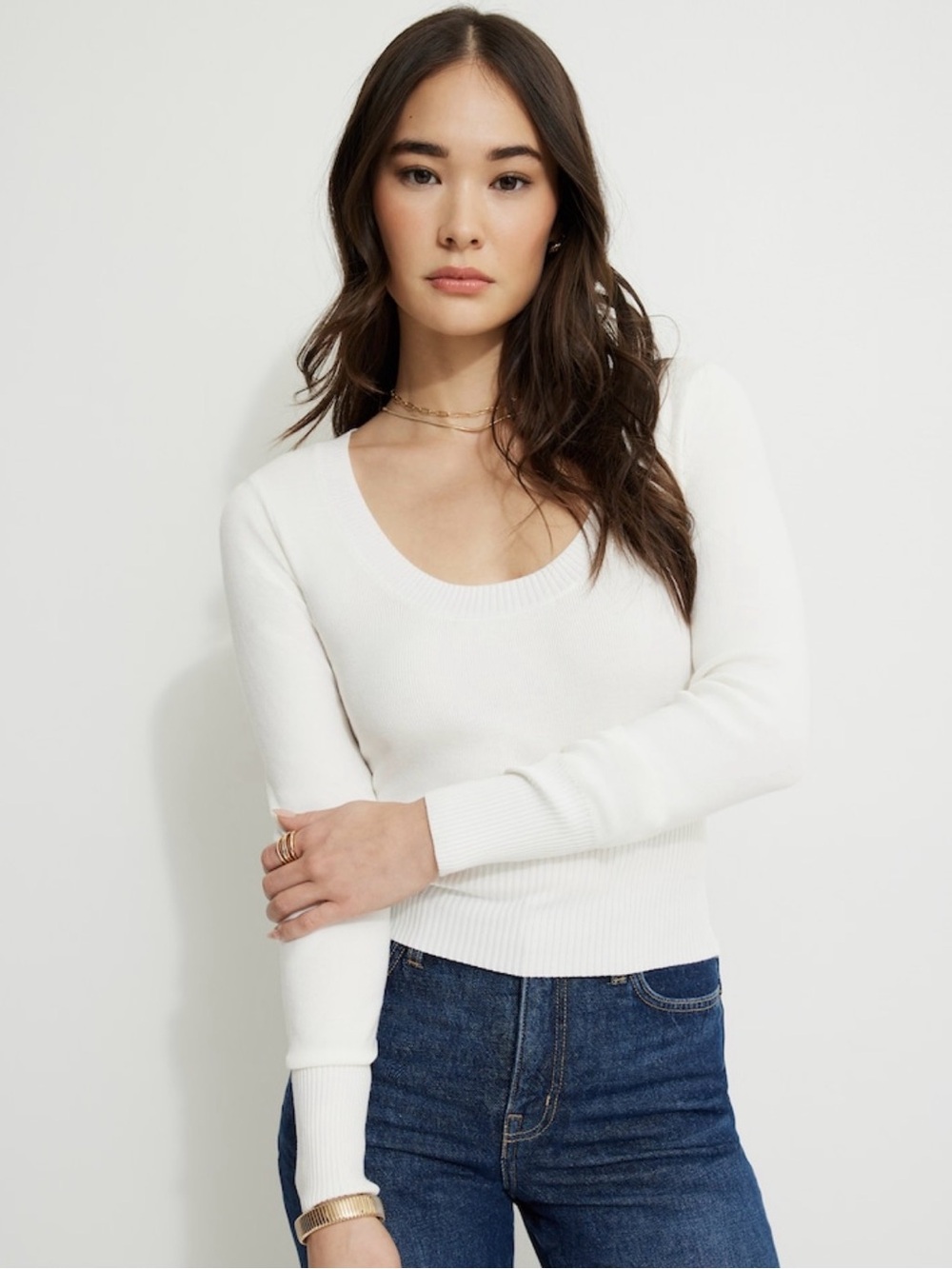 Dynamite Alyssa Ribbed Scoop Sweater